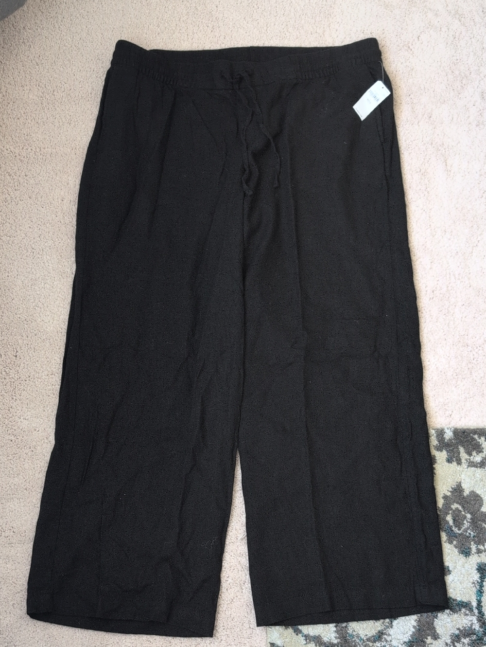 Old Navy Black Wide Leg Drawstring Pants L Petite